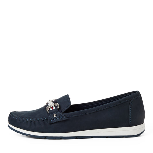 Marco Tozzi Leather Mule- Navy