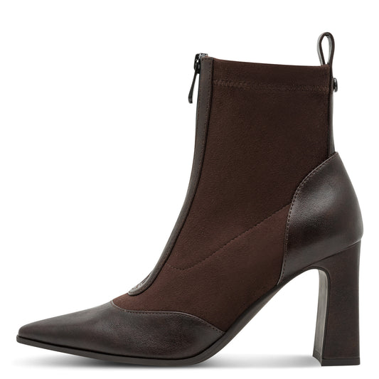 Marco Tozzi Mixed Fabric Boots Chocolate