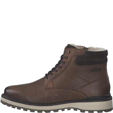 S.Oliver Warm lined Mens Boot- Cognac