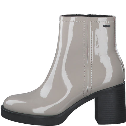 S.Oliver Block Heel Patent Boot-Taupe