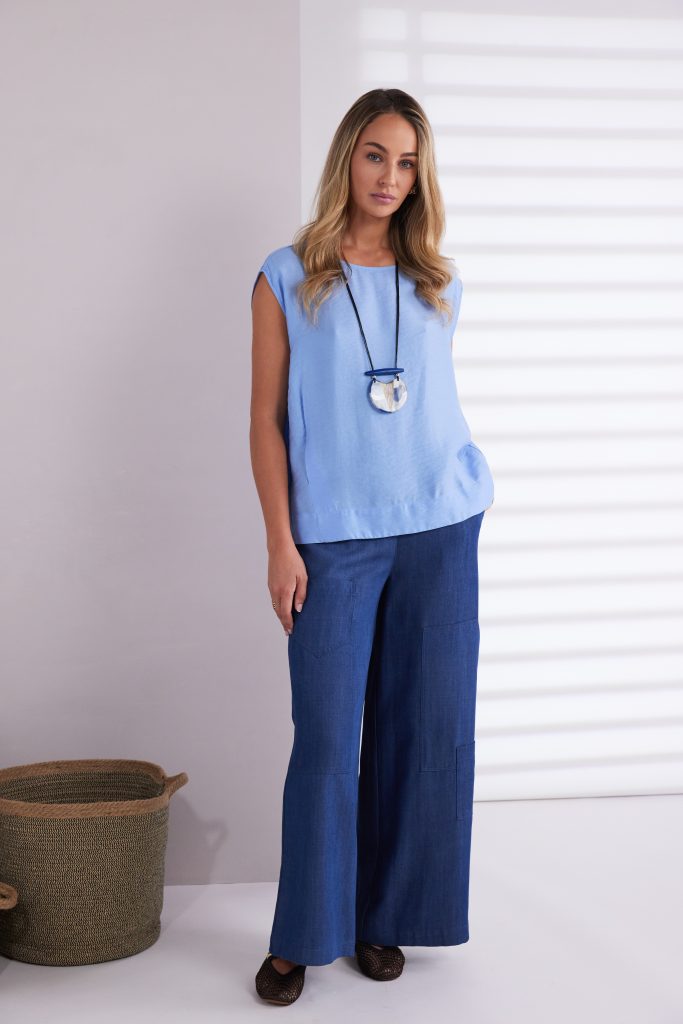 Naya Round Neck Sleeveless Satin Top