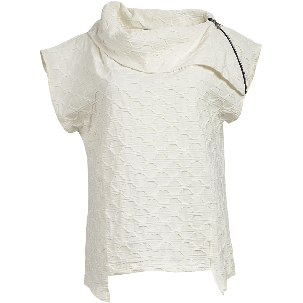 My Soul Bubble Zip Neck Top Off White