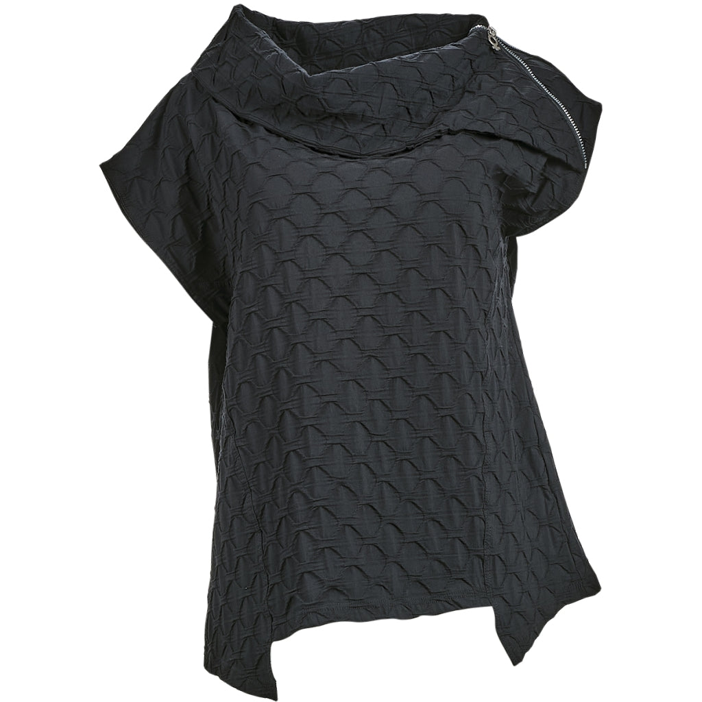 My Soul Bubble Zip Neck Top Black