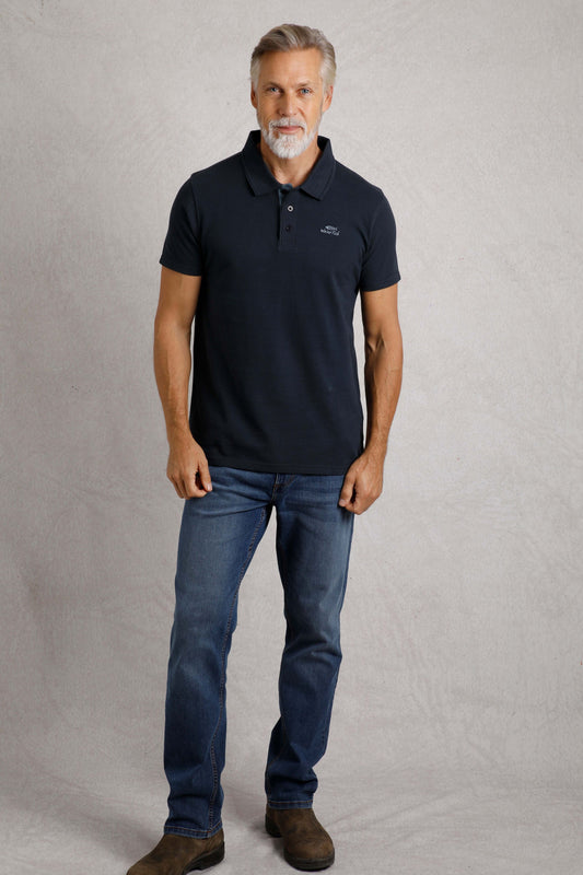 Miles Pique Polo Shirt - Navy