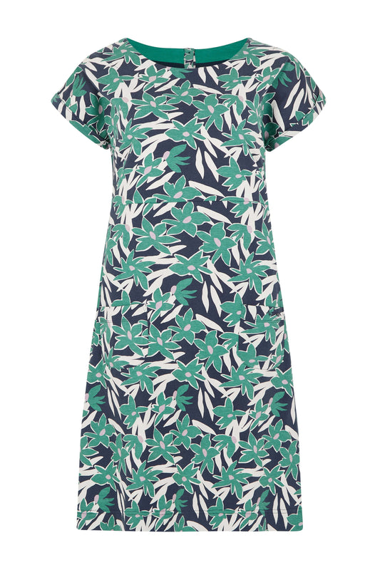 Weird Fish Tallahassee Organic Jersey Dress-Dark Jade