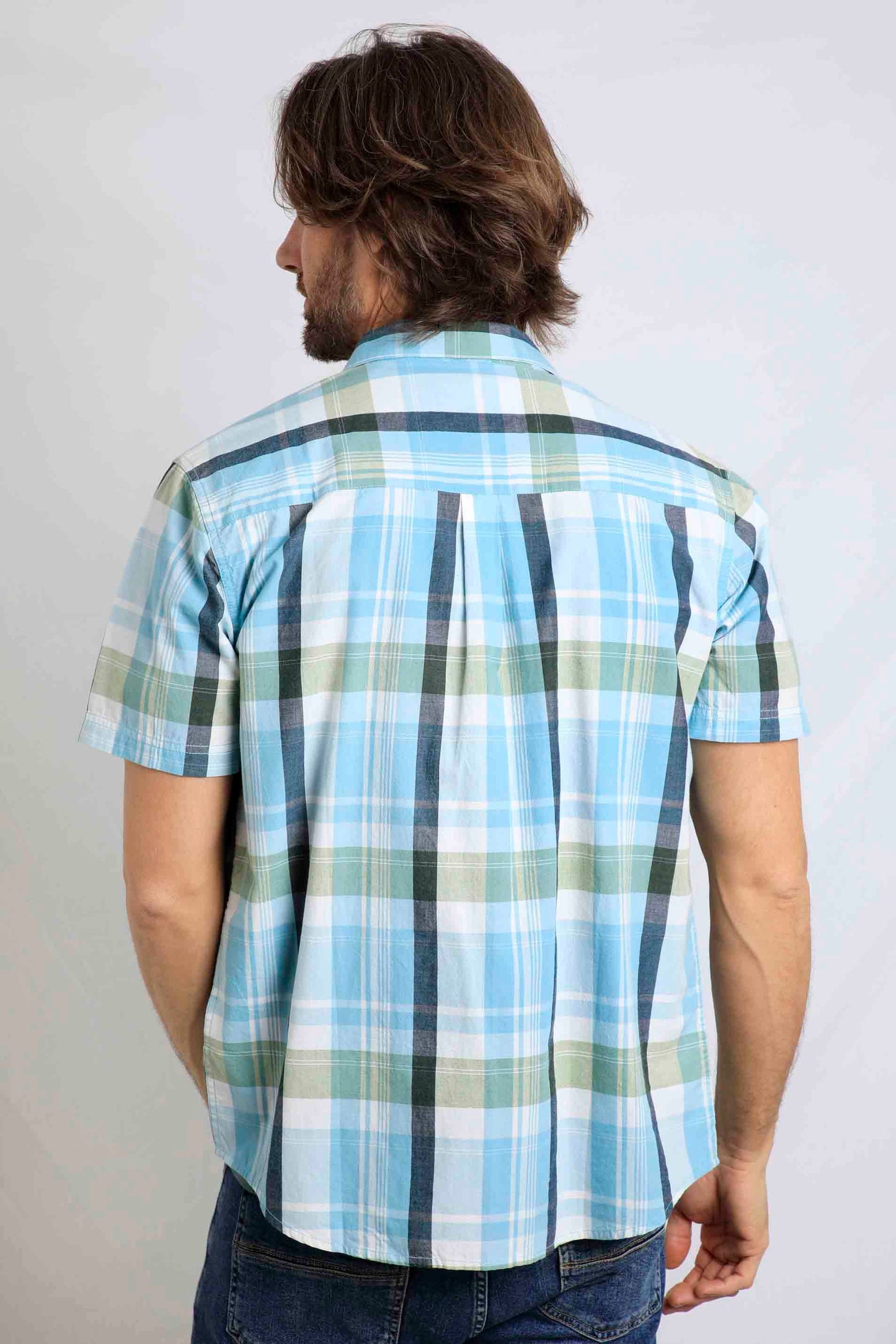 Weird Fish Judd Short Sleeve Check Shirt Sky Blue