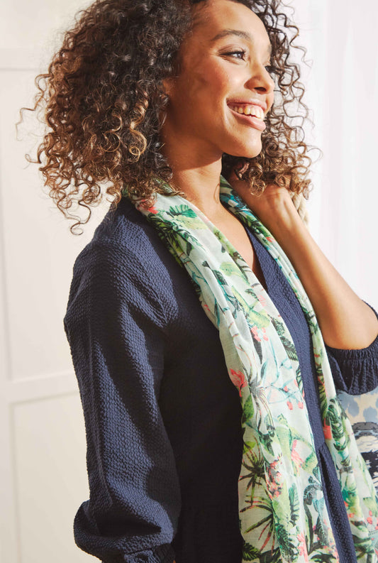 Weird Fish Kiera Recycled Scarf Aqua Blue