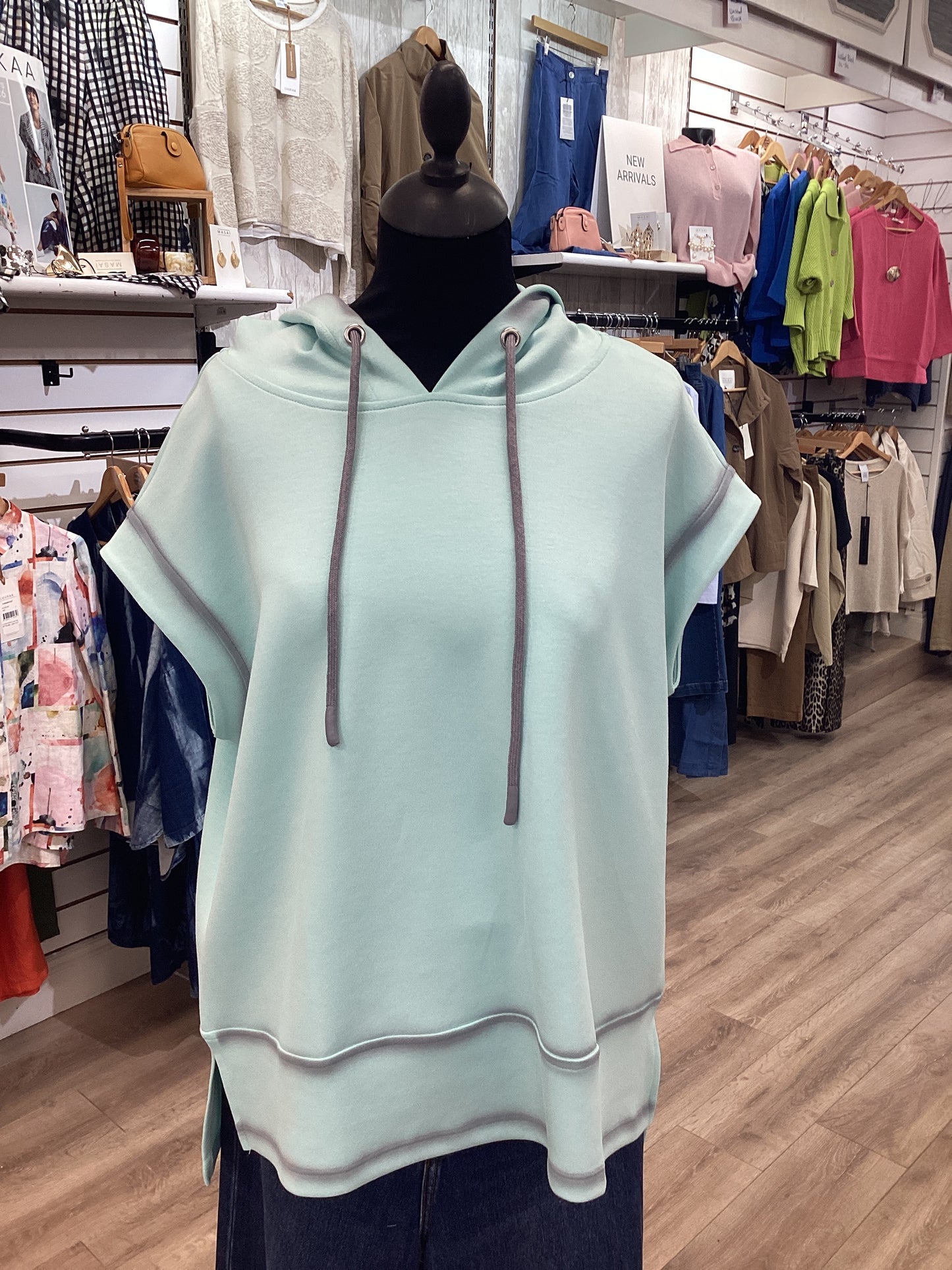 Naya Short Sleeve Spray Painted Hooded Top Mint