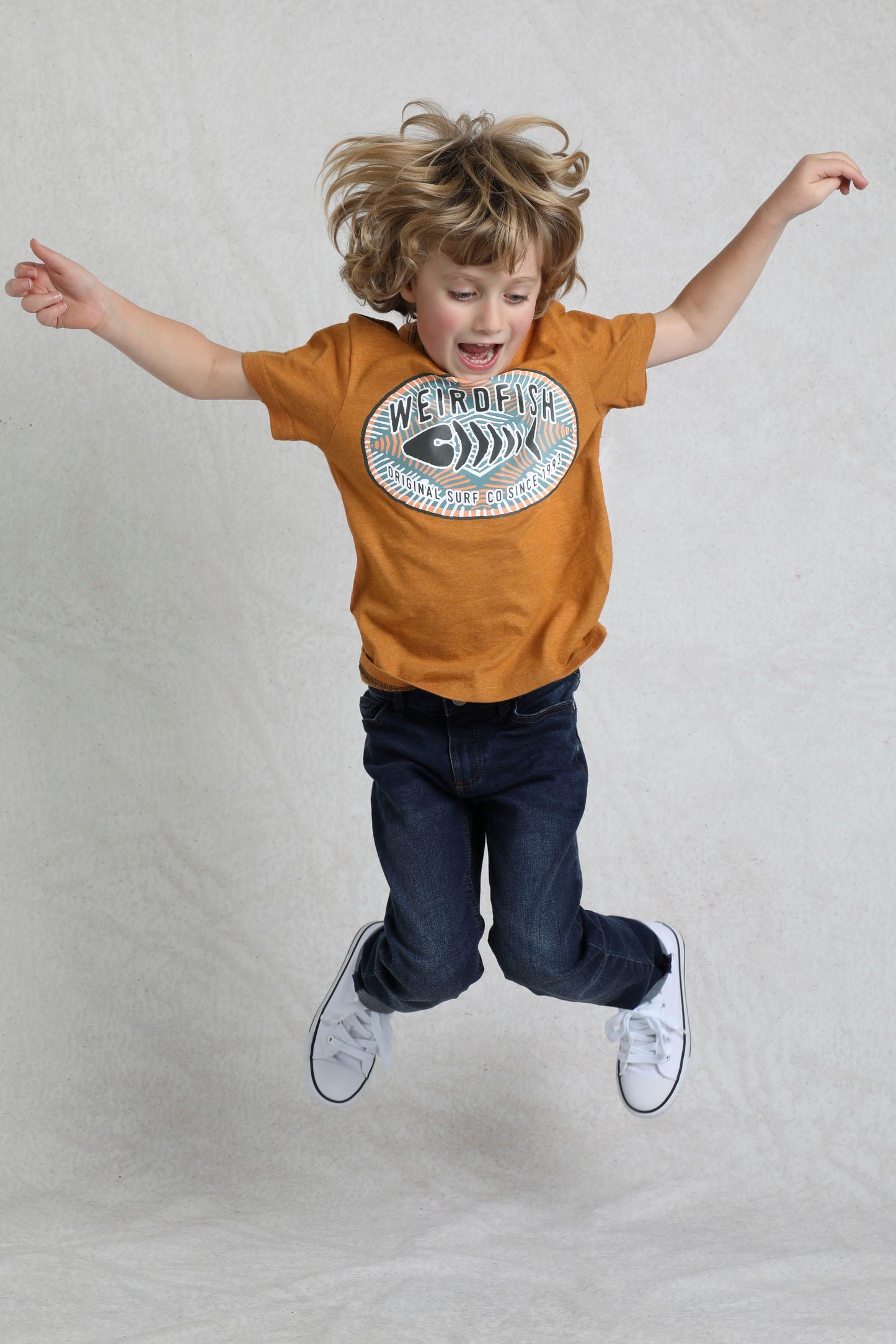 Weird Fish Surf Co Kids Eco Graphic T-Shirt Caramel