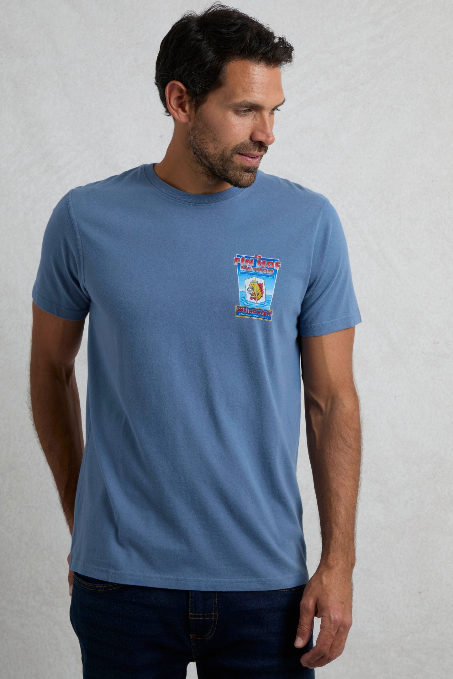 Weird Fish Fin Hof Artist T-Shirt- MidBlue