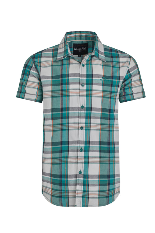 Weird Fish Judd Short Sleeve Check Shirt White