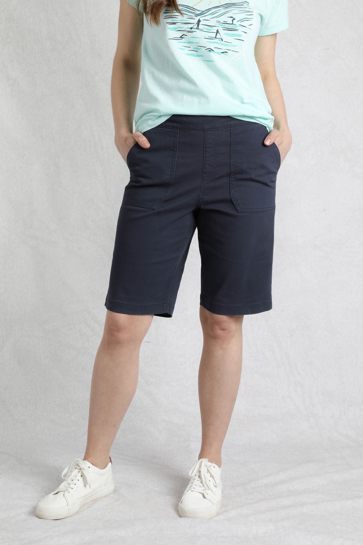 Weird Fish Kinnie Flat Front Shorts Navy