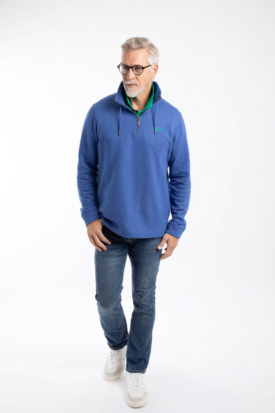 Weird Fish Brampton Branded Qtr Zip Mazarine