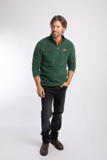 Weird Fish Errill 1/4 zip Textured Fleece Laurel Green