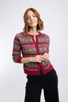 Weird Fish Hollan Fair Isle Cardigan - Rhubarb
