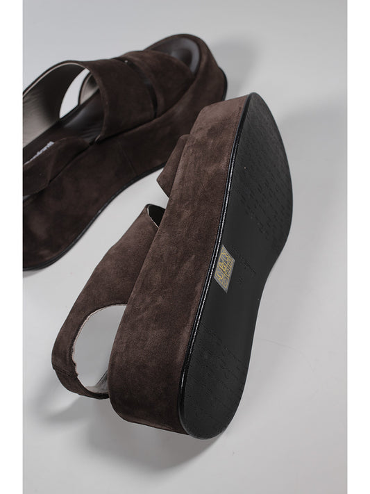 Patrizia Bonfanti Rosie Suede Brown Wedge Sandal