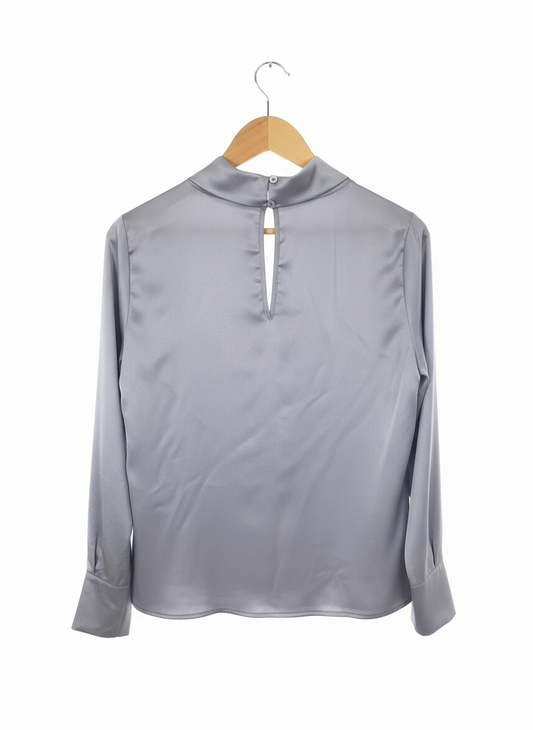 Peruzzi Twist Neck Long Sleeve Top Silver
