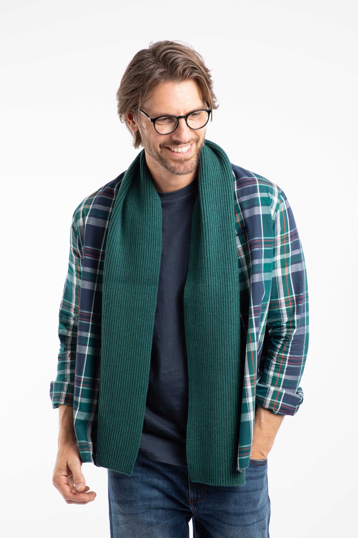 Weird Fish Stornoway Cosy Solid Scarf-Cedar Green