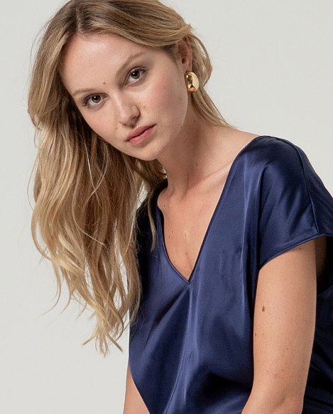 Surkana V-Neck Blouse Blue