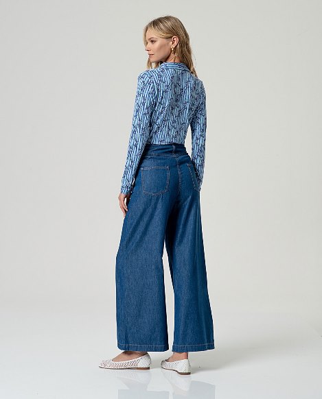 Surkana Wide Leg Trousers Blue Denim