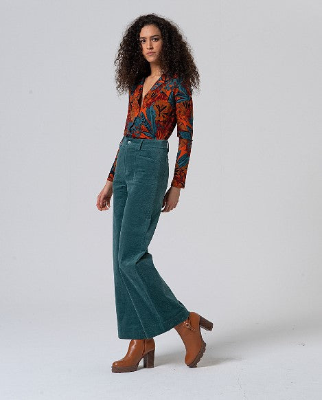 Surkana Cord Wide Leg Trouser Blue