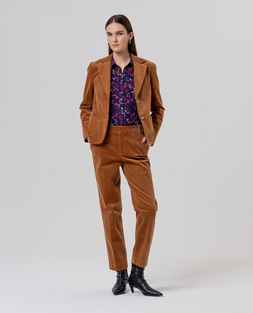 Surkana Blazer with printed lining Toffee