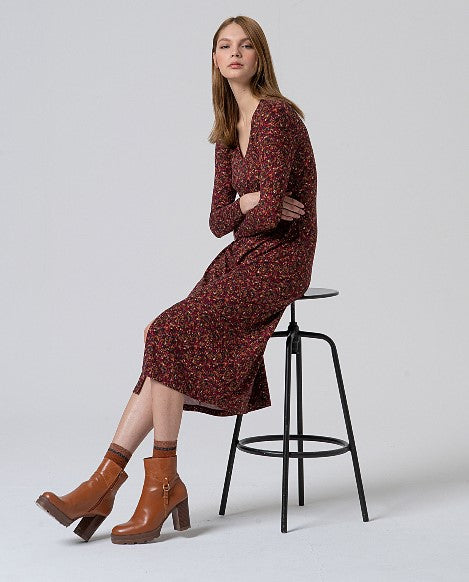 Surkana V-Neck Midi Dress Tile