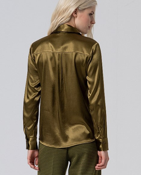 Sukana Satin Blouse With Lace Up Neck