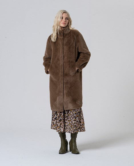 Surkana Faux Fur Coat Khaki