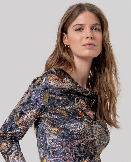 Surkana Draped neckline shirt Cobalt Blue