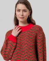 Surkana Scalloped high neck sweater Red