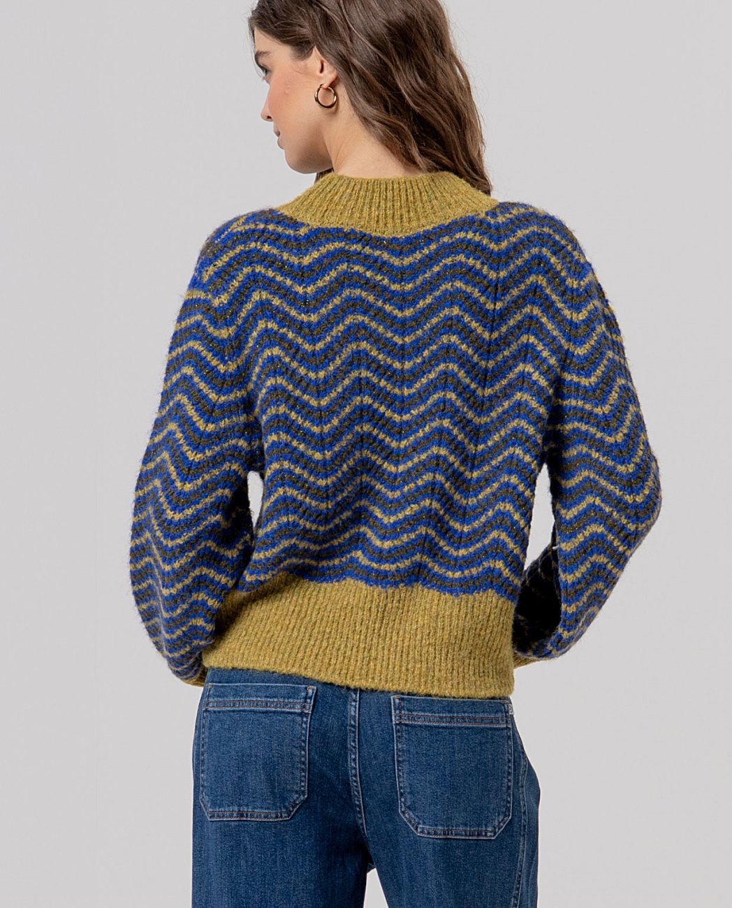 Surkana Scalloped high neck sweater Green