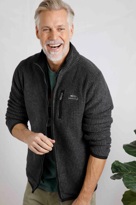 Weird Fish Rossten Fleece Full Zip-Washed Blk