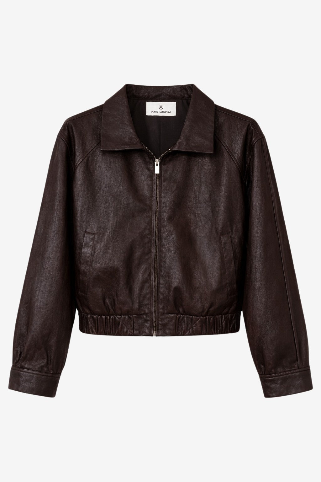 Jane Lushka Pola Eco Leather Bomber jacket Dark Brown