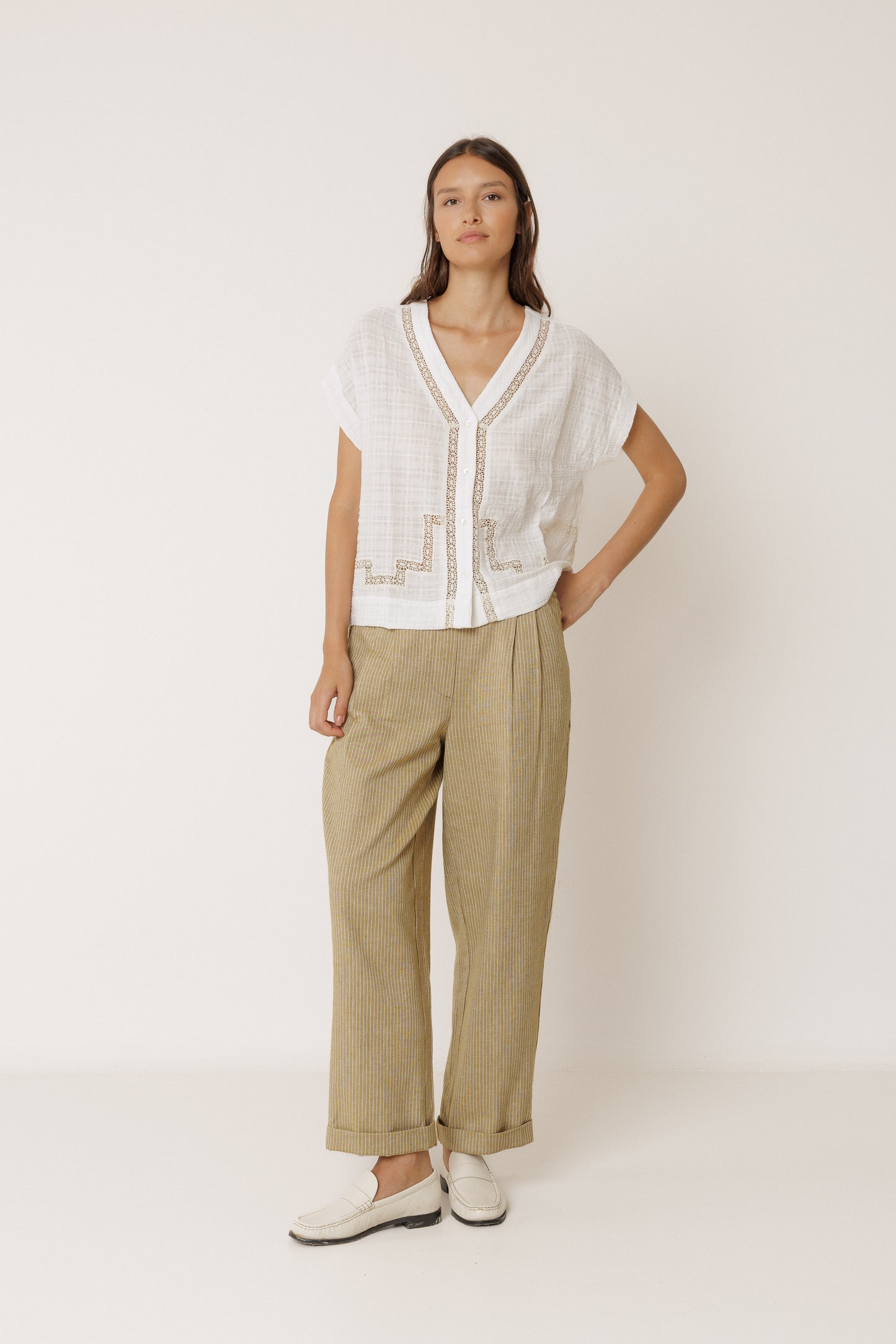 Indi & Cold Sleeve Embroidery Shirt