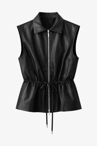 Jane Lushka Alora Eco Leather Vest Black
