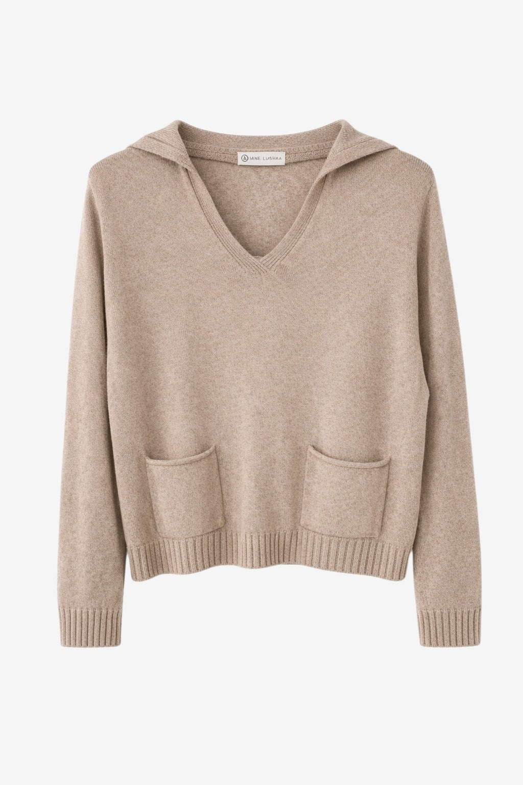 Jane Lushka V-neck Dyed Viscose Pullover Camel