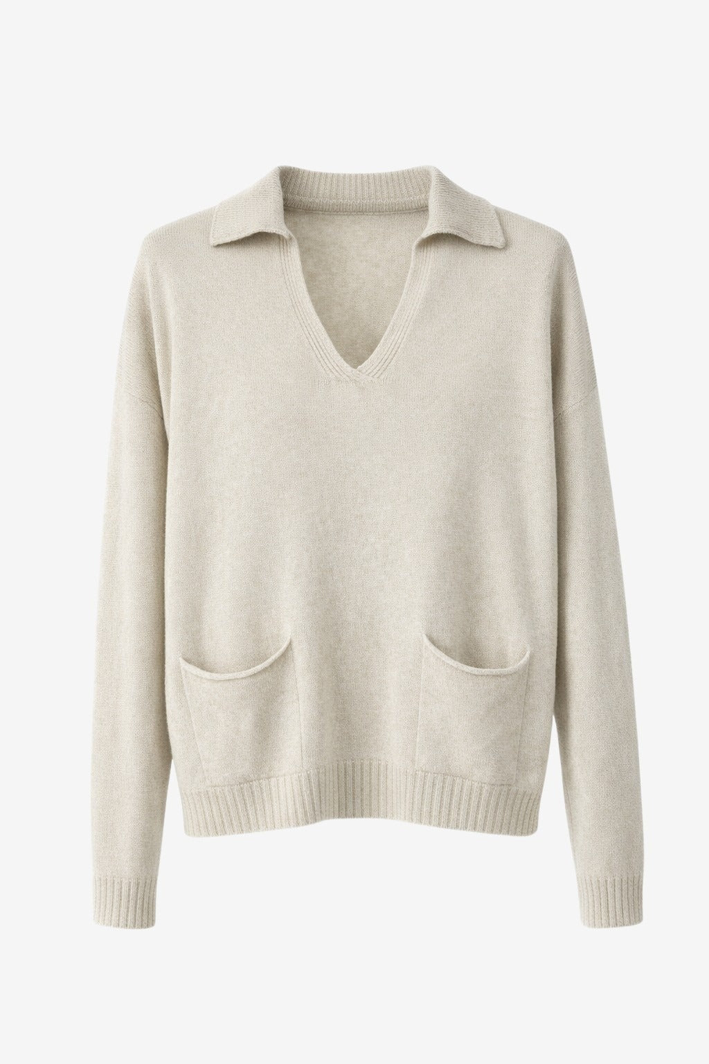 Jane Lushka V-neck Dyed Viscose Pullover Ecru