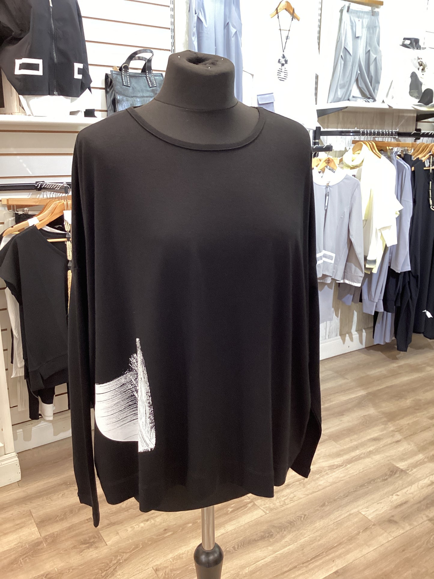 Naya Placement Print Top Black