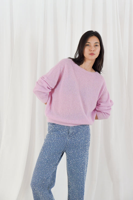 TWNS Sanibel long sleeve boat-neck sweater Bubblegum