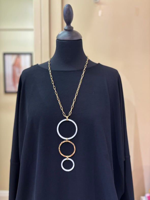 Gold / Clear Disc Necklace