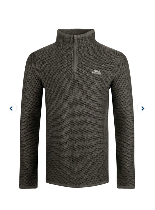 Weird Fish 1/4 Zip Stern Macaroni- Dark Grey