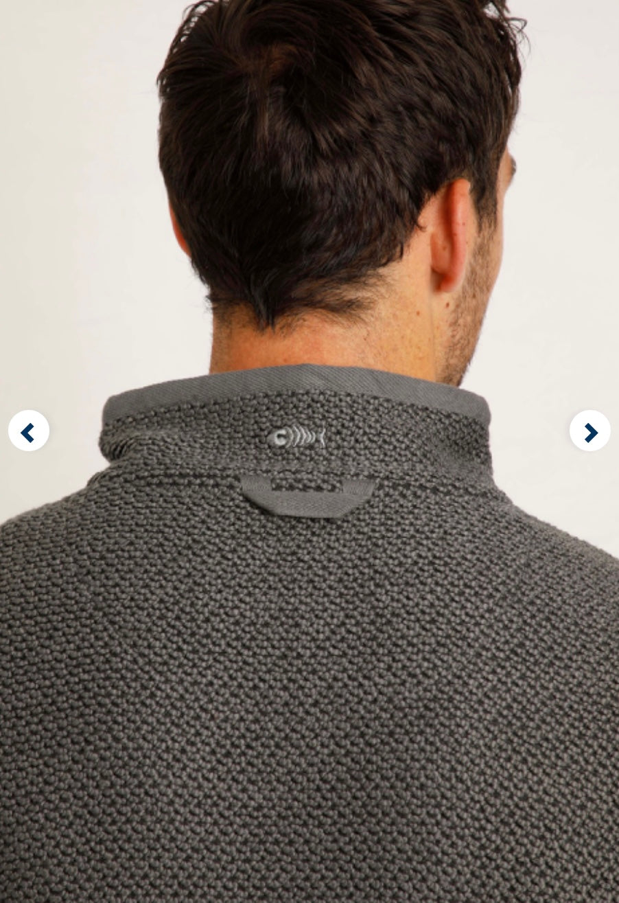 Weird Fish 1/4 Zip Stern Macaroni- Dark Grey