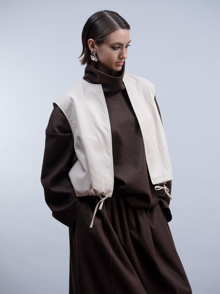 HAAKO Faux Leather Jacket Ivory