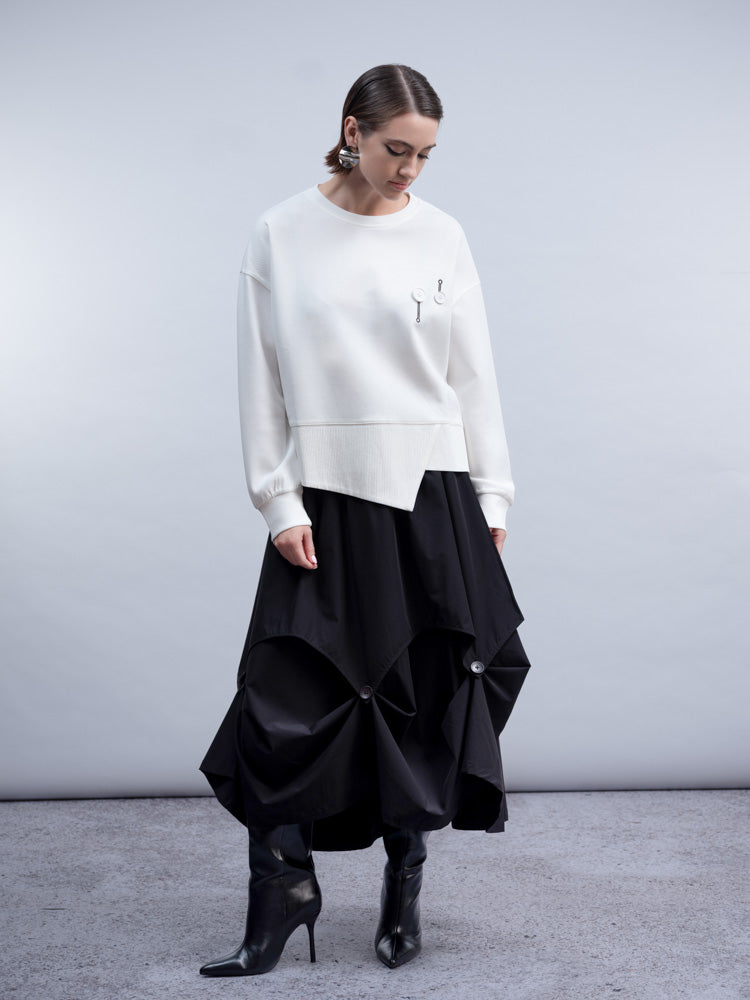 HAAKO Button Sweater White
