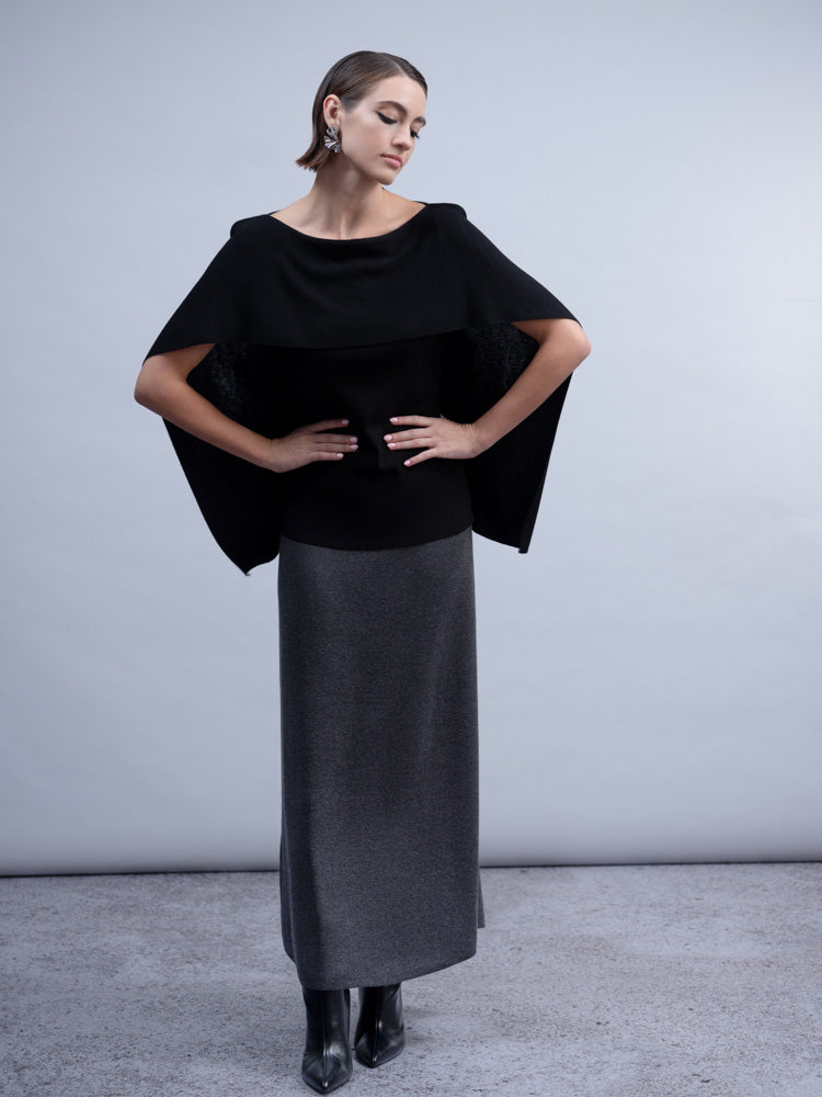 HAAKO Sleeveless Overlay Sweater-Black