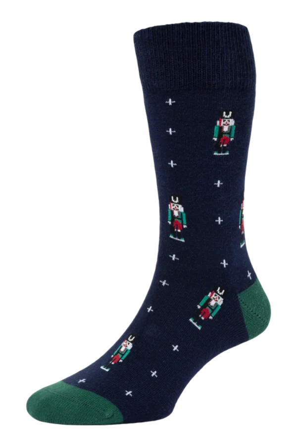 HJ434 Xmas Nutckrackers Navy Socks
