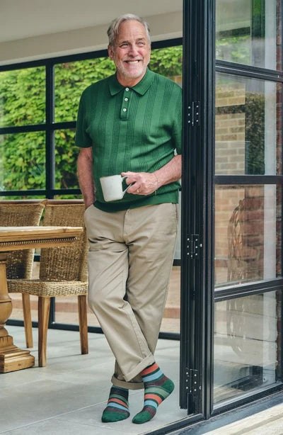 HJ653 Wide Stripe Comfort Top - Dark Bootle Green