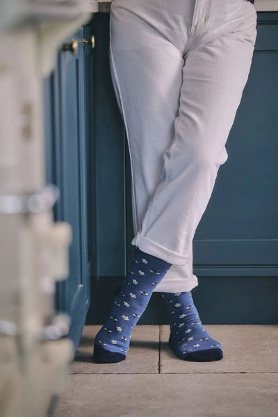 HJ505 Ladies Bee Deep Blue Comfort Top Sock