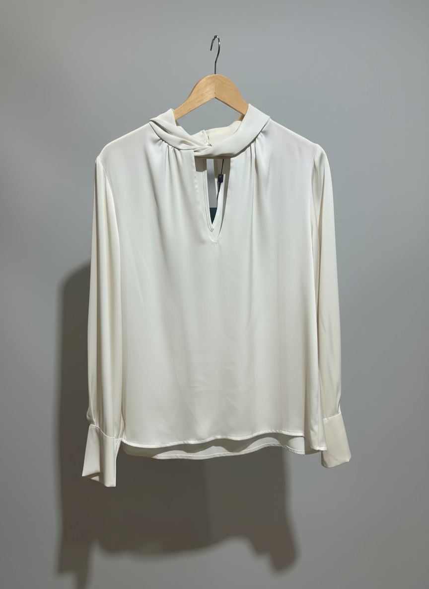 Peruzzi Twist Neck Long Sleeve Top -Champagne